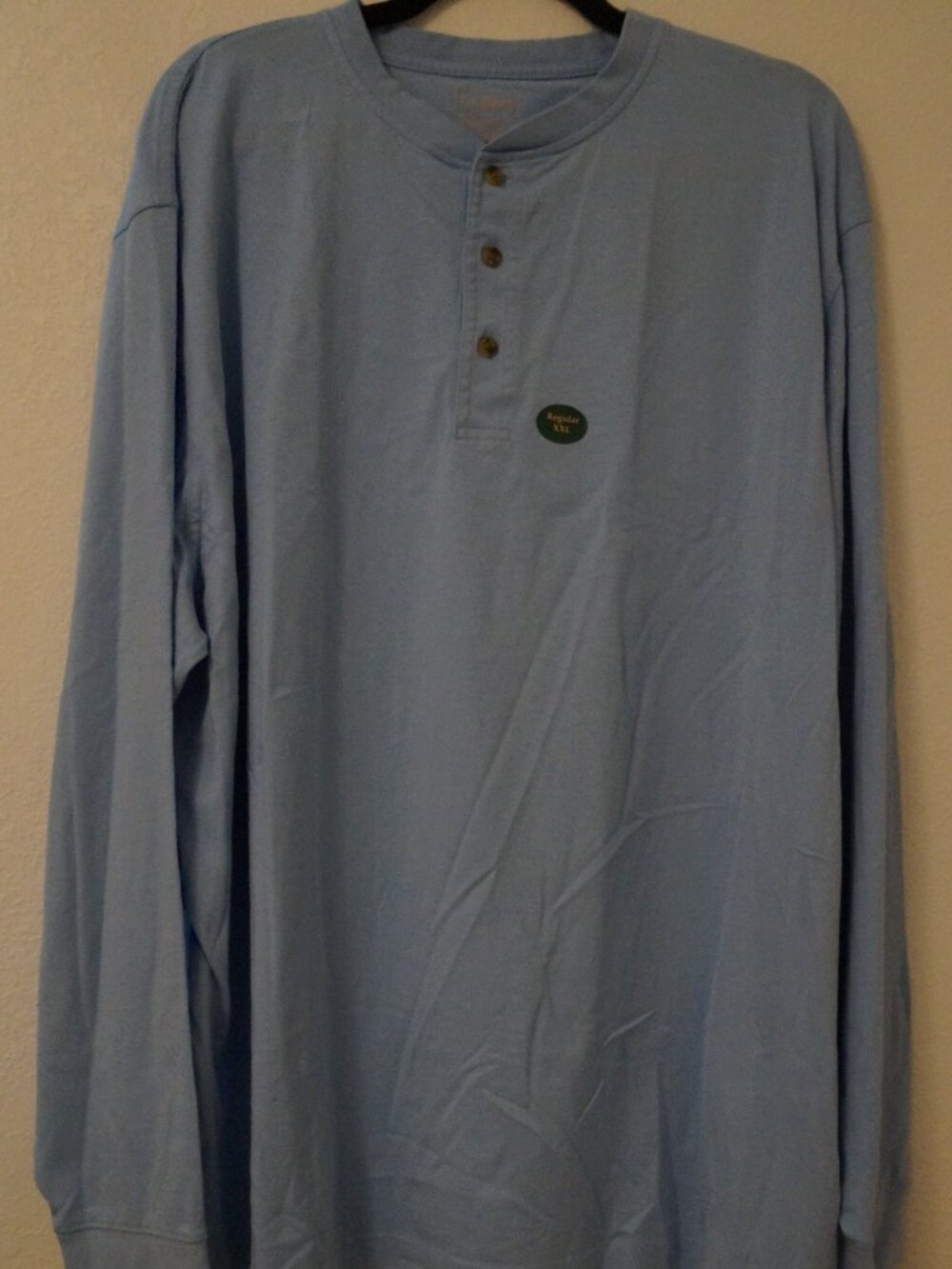 VTG LL Bean Pullover 1/4 Button Light Blue Long Sleeve Shirt #019